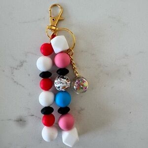 Colorful Beaded Keychain with Gold Clip